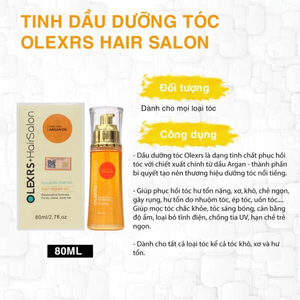 Tinh dầu dưỡng tóc Olexrs Hair Salon Collagen Complex Hair Repair Oil 80ml - Hình ảnh 2