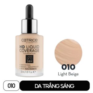 Kem Nền Kiềm Dầu, Che Phủ Tự Nhiên Catrice HD Liquid Coverage Foundation 30ml - 010