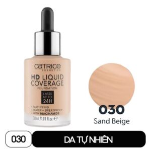 Kem Nền Kiềm Dầu, Che Phủ Tự Nhiên Catrice HD Liquid Coverage Foundation 30ml - 030