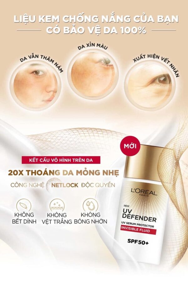 Kem chống nắng L’Oréal UV Defender SPF 50 bảo vệ da (50ml) - Hình ảnh 3